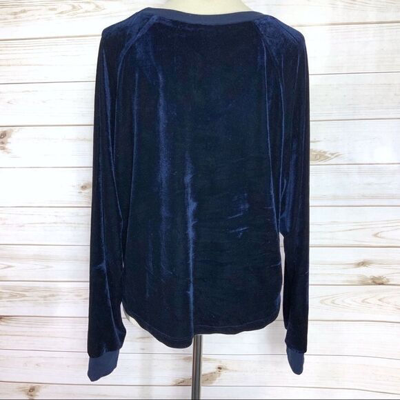 RDI velvet tie front long sleeve blue sweatshirt top size S NWT - Picture 4 of 5